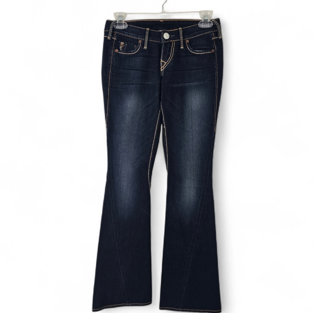 True Religion Dark Wash Low Rise Flare Jeans 25 Casual 70's